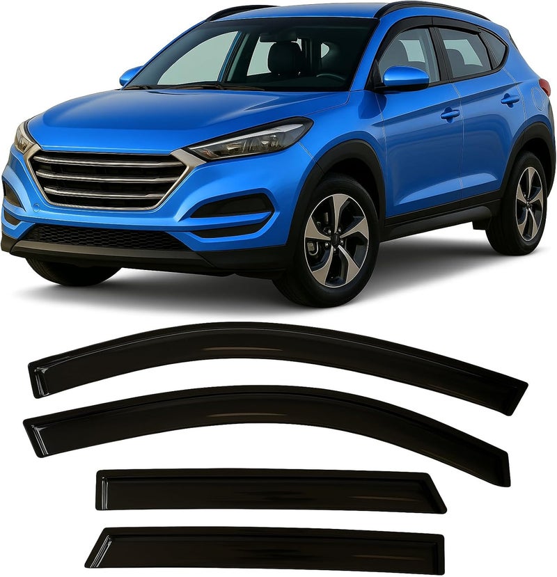 Optimal Co 2016-2021 Tape-on Rain Guards for Hyundai Tucson Side Window Deflector Visors SEL Value Limited Sport Ultimate SE Durable Tinted Vent Shade 2017 2018 2019 2020 - Image 1